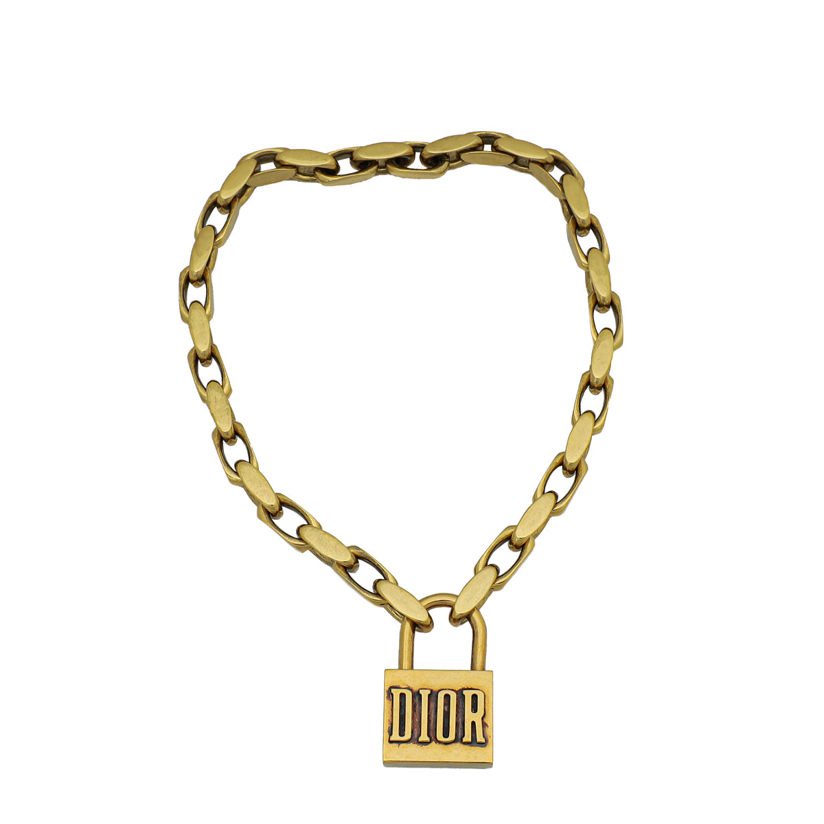 Christian Dior Aged Gold Finish Lucky Locket Choker Necklace