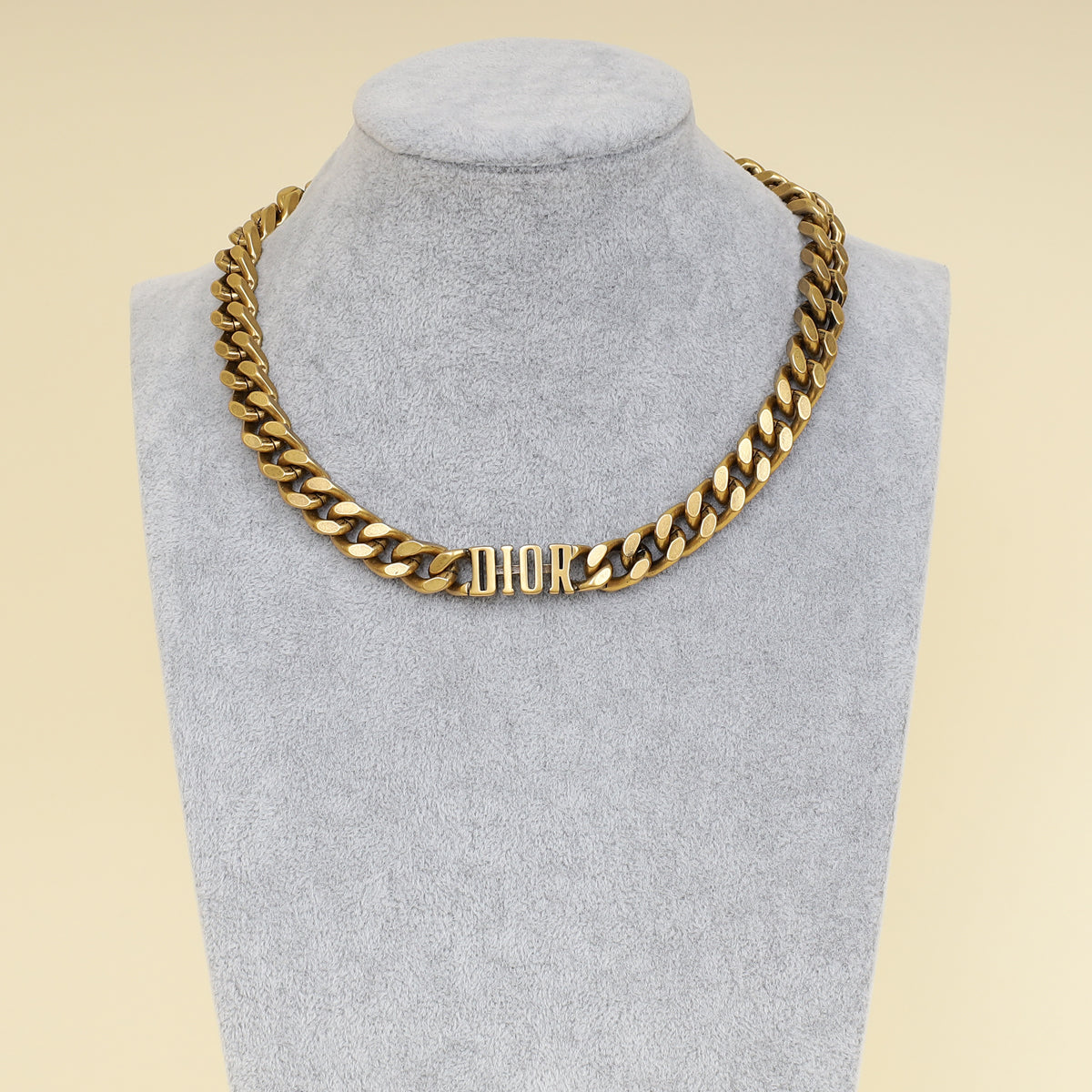 Christian Dior Gold Logo Choker Necklace-Christian Dior-THE CLOSET