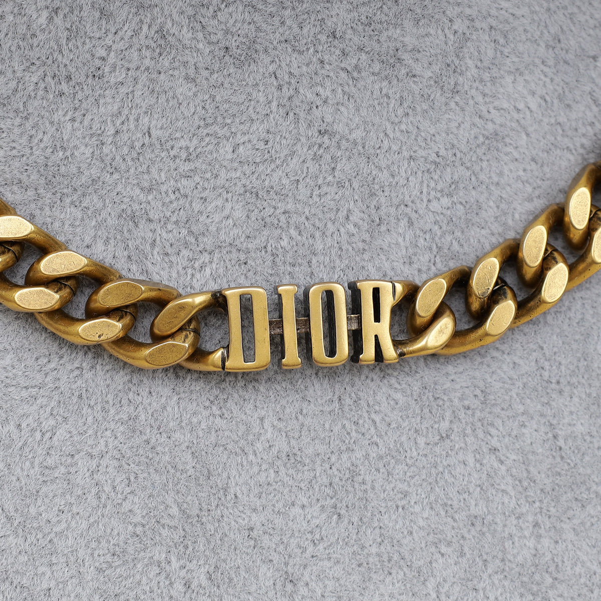 Christian Dior Gold Logo Choker Necklace-Christian Dior-THE CLOSET