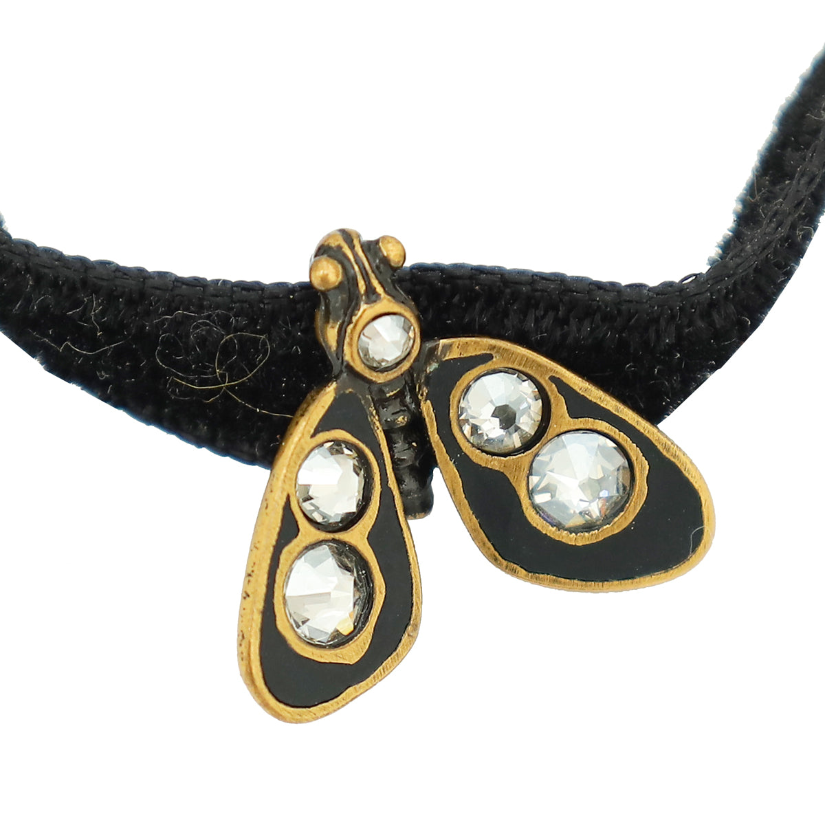 Christian Dior Black Velvet Crystal Bee Choker Necklace-Christian Dior-THE CLOSET