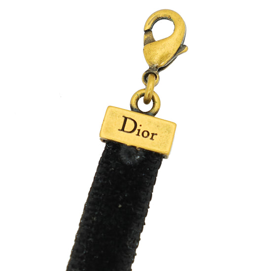 Christian Dior Black Velvet Crystal Bee Choker Necklace