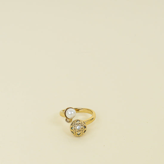Christian Dior Gold Tribales Cannage Large Ring 54