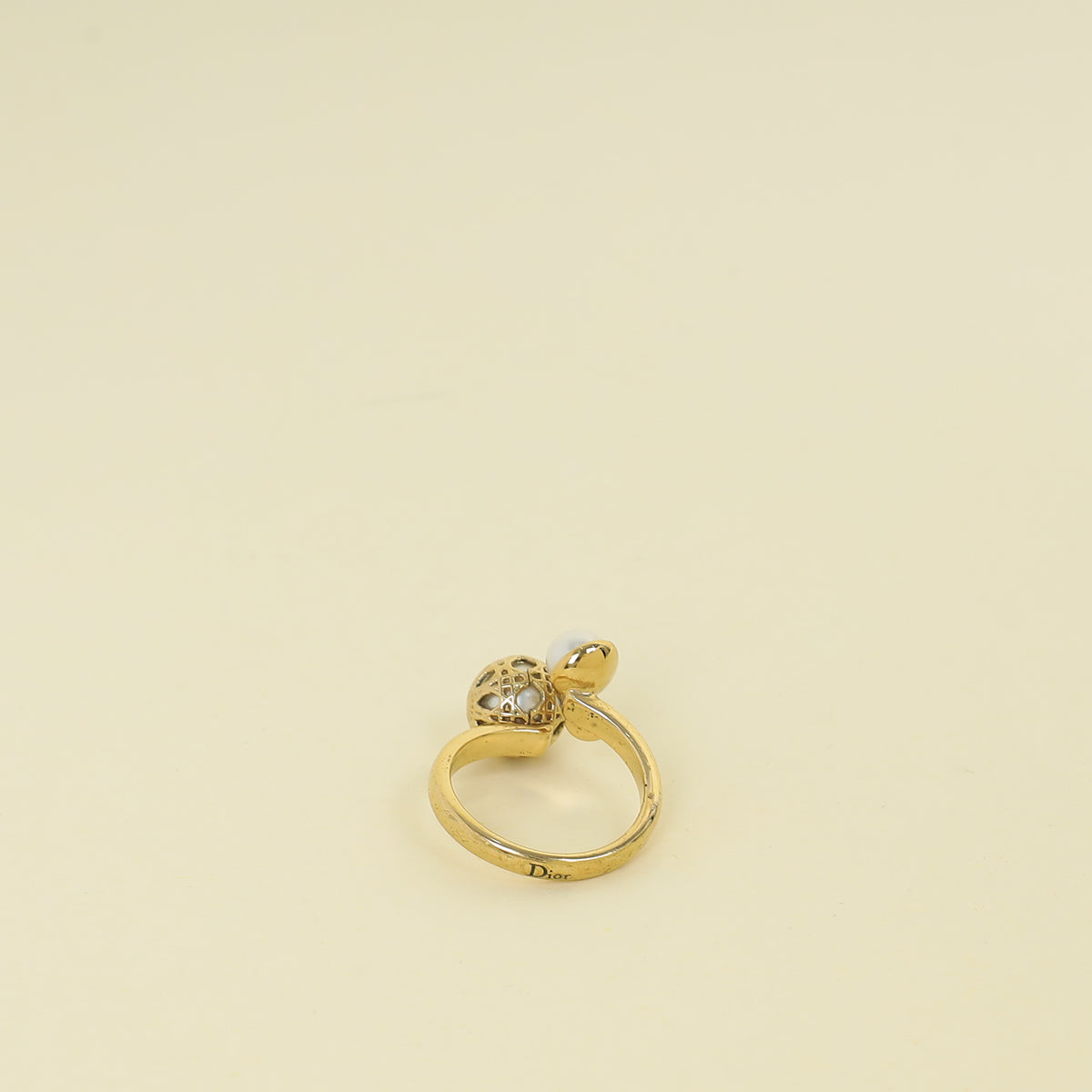 Christian Dior Gold Tribales Cannage Large Ring 54