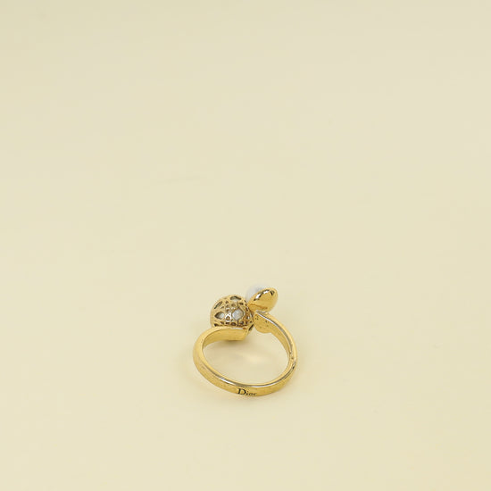 Christian Dior Gold Tribales Cannage Large Ring 54