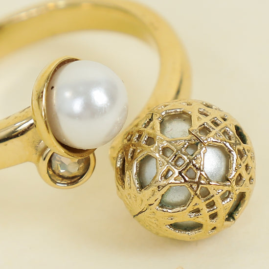 Christian Dior Gold Tribales Cannage Large Ring 54