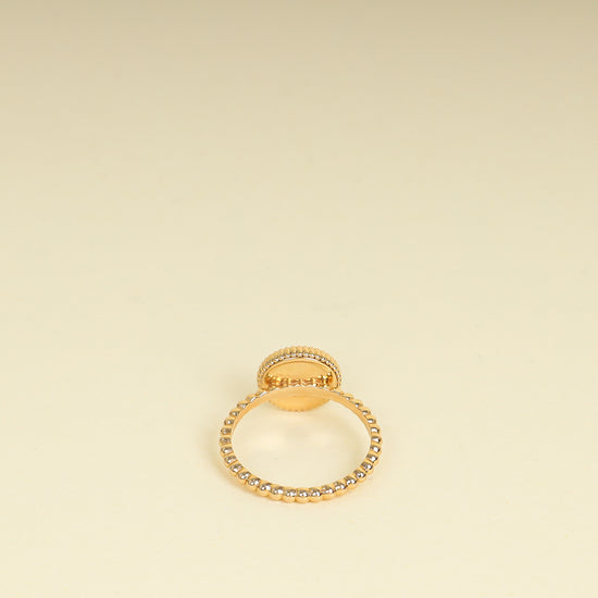 Christian Dior 18K Rose Gold Rose Diamond Onyx Des Vents Ring 50