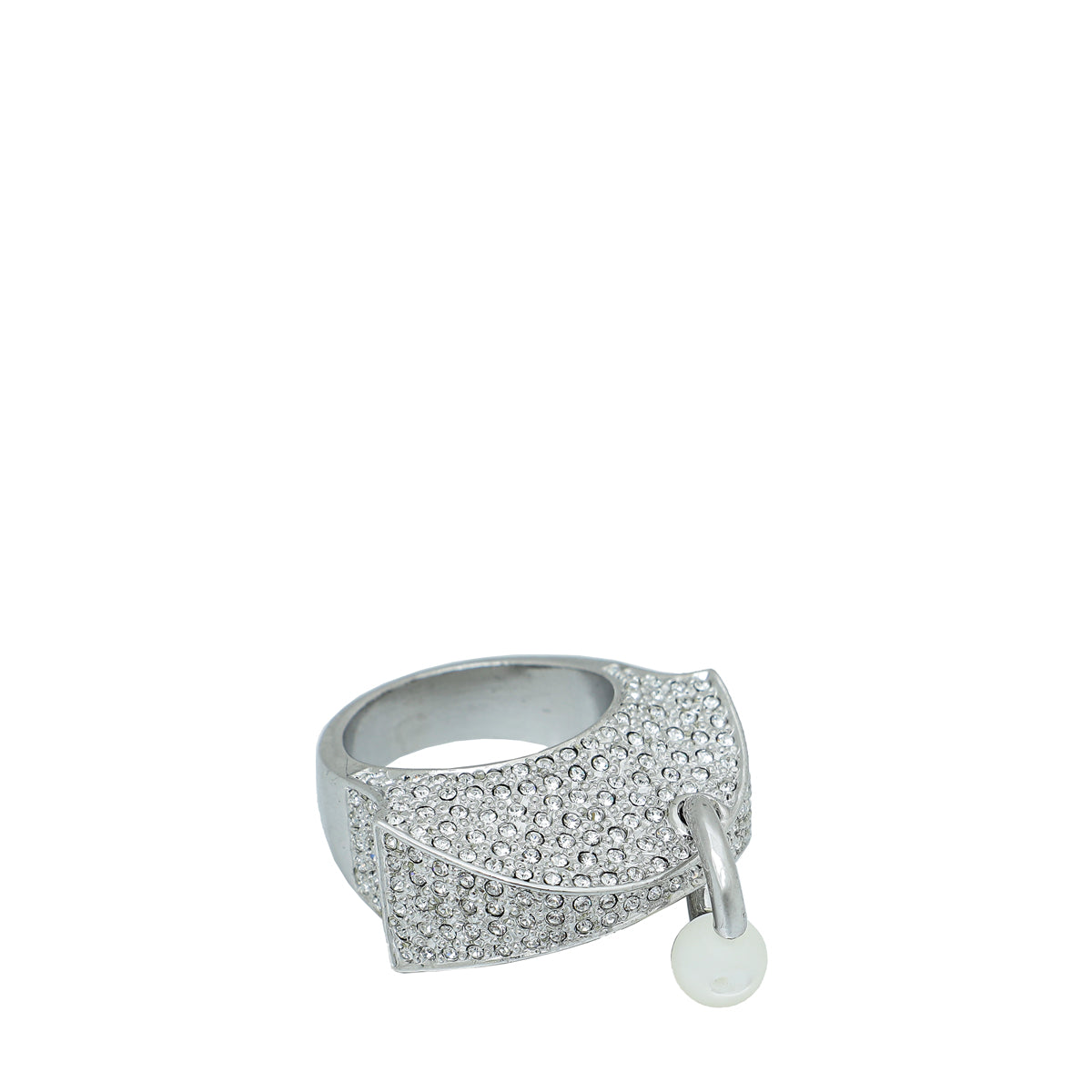 Christian Dior Silver Finish Crystal Ring