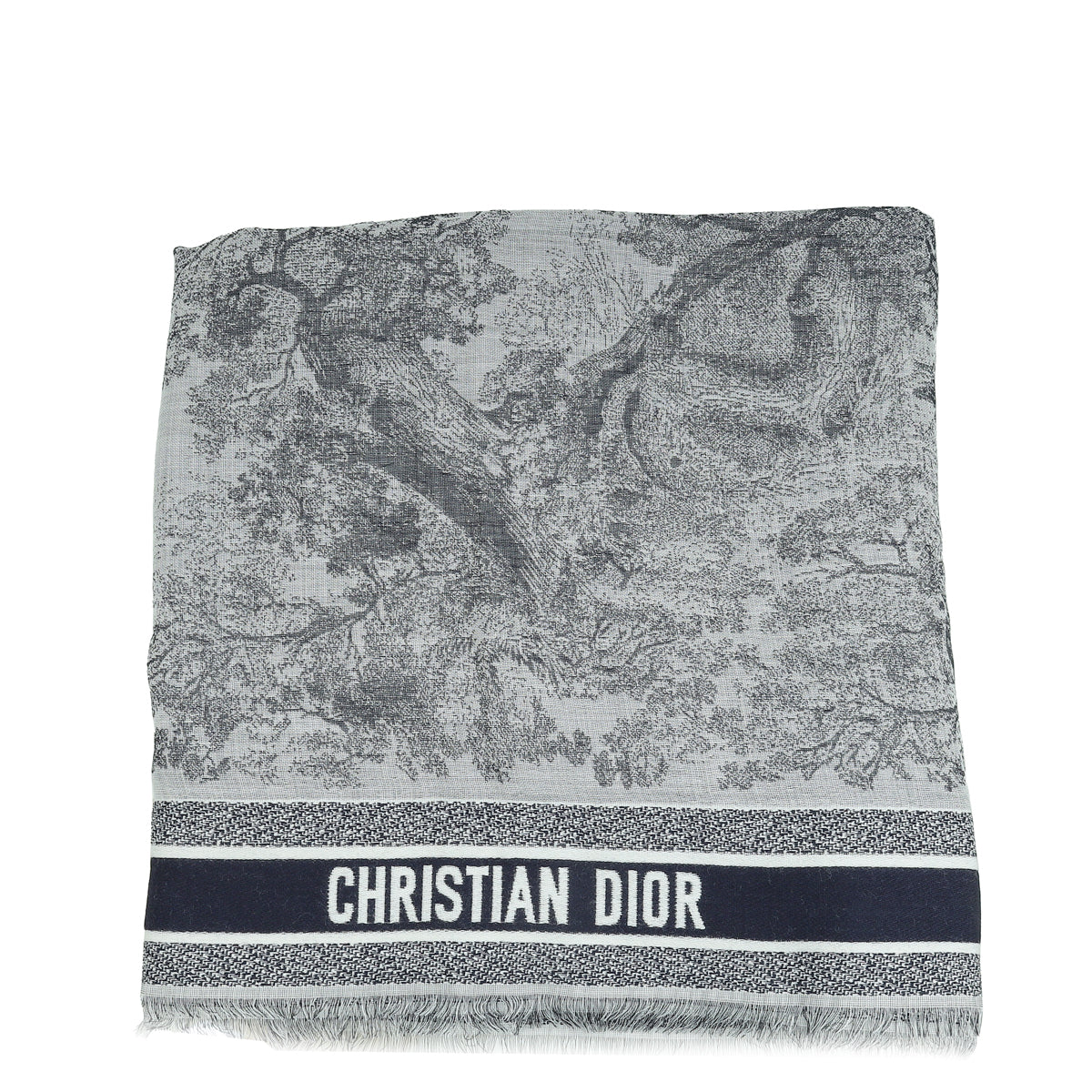Christian Dior Bicolor Toile de Jouy Shawl-Christian Dior-THE CLOSET