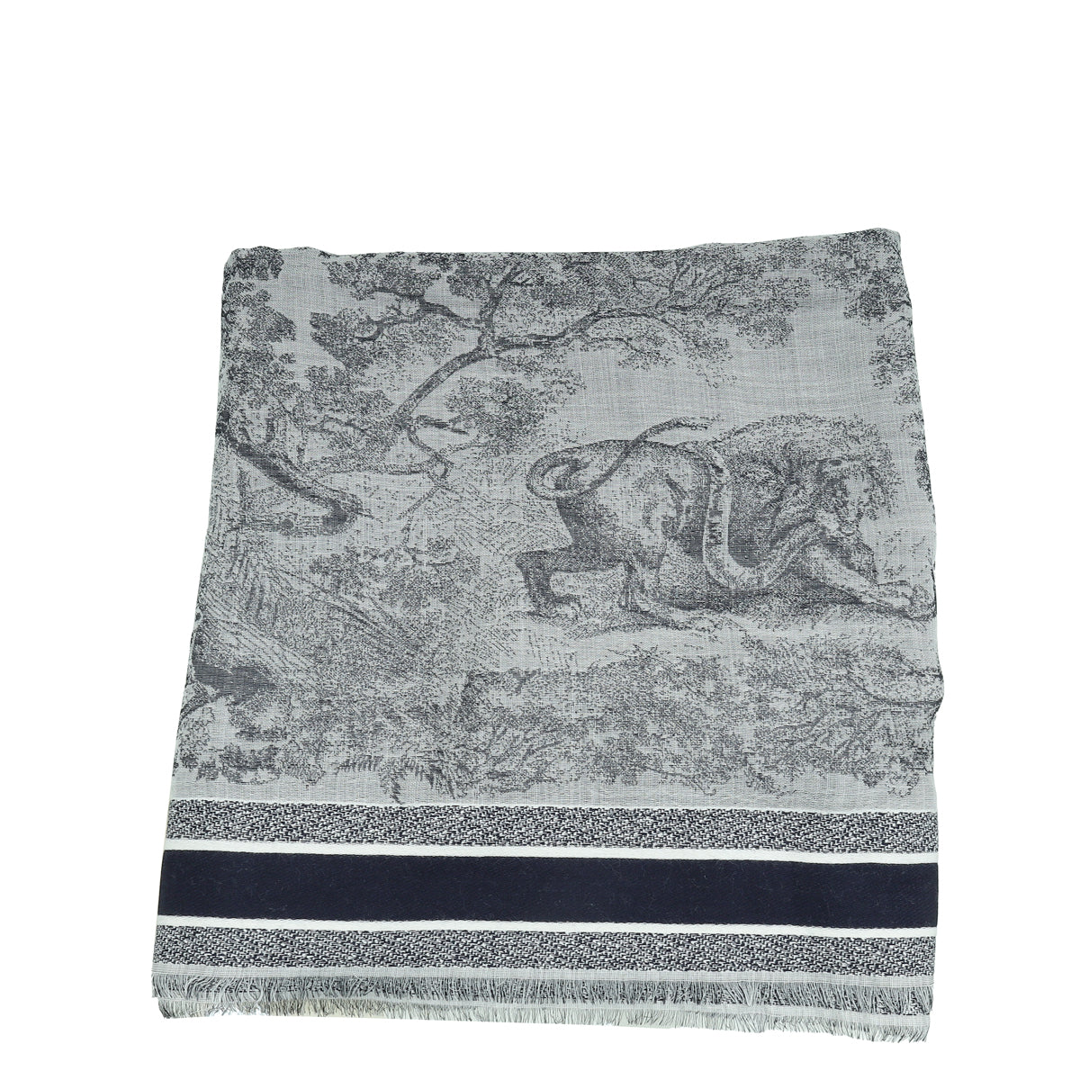 Christian Dior Bicolor Toile de Jouy Shawl-Christian Dior-THE CLOSET