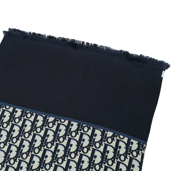 Christian Dior Navy Blue Oblique Stole Scarf