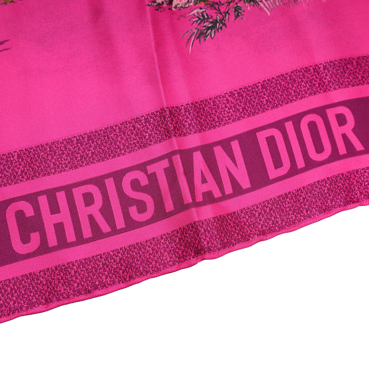 Christian Dior Dark Fuchsia Toile De Jouy Silk 90 Scarf