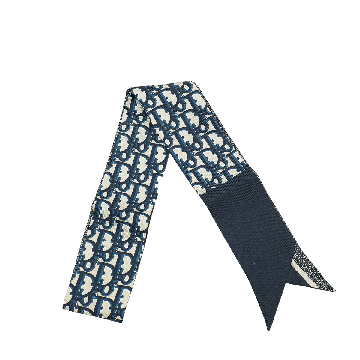 Christian Dior Navy Blue Oblique Mitzah Silk Twilly-Christian Dior-THE CLOSET