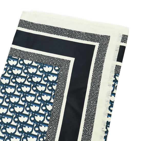 Christian Dior Bicolor Oblique Diortwin Square Silk 70 Scarf