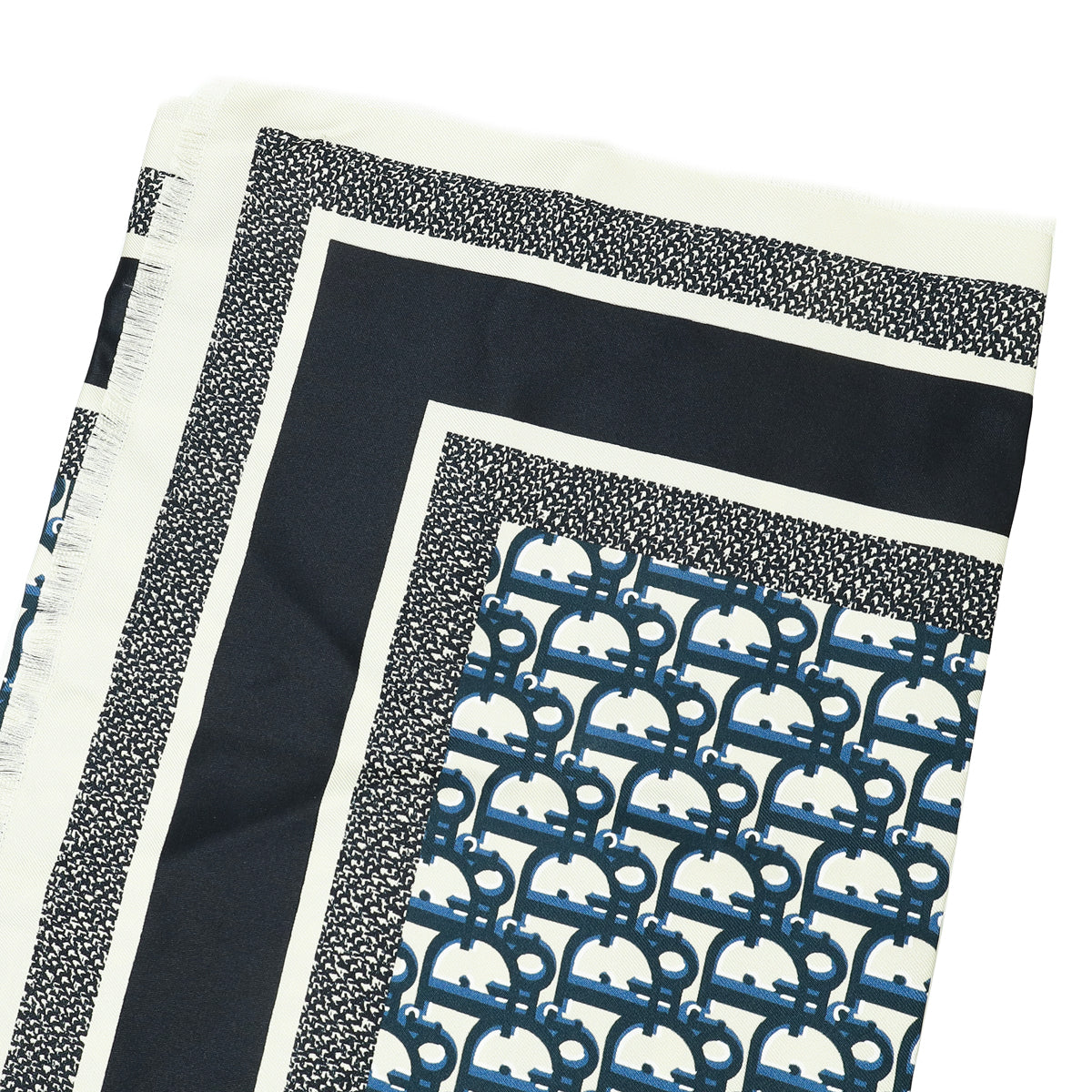Christian Dior Bicolor Oblique Diortwin Square Silk 70 Scarf