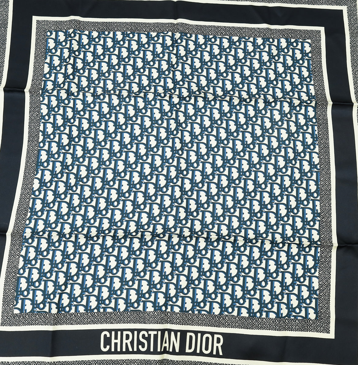 Christian Dior Bicolor Oblique Diortwin Square Silk 70 Scarf