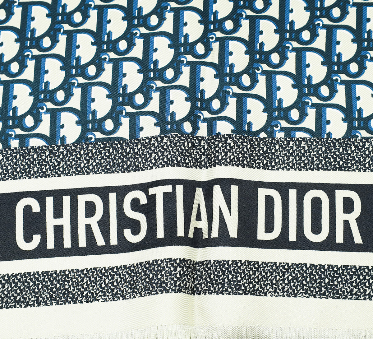 Christian Dior Bicolor Oblique Diortwin Square Silk 70 Scarf