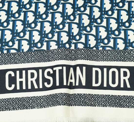 Christian Dior Bicolor Oblique Diortwin Square Silk 70 Scarf