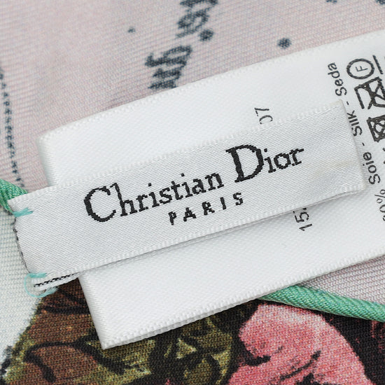Christian Dior Pink Multicolor Zodiac Print Silk Square Scarf