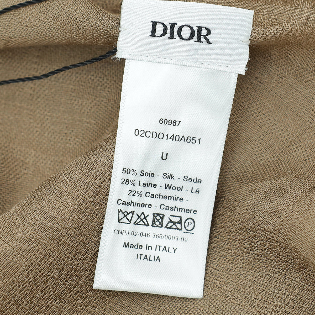 Christian Dior Brown Oblique Wool  Silk Shawl