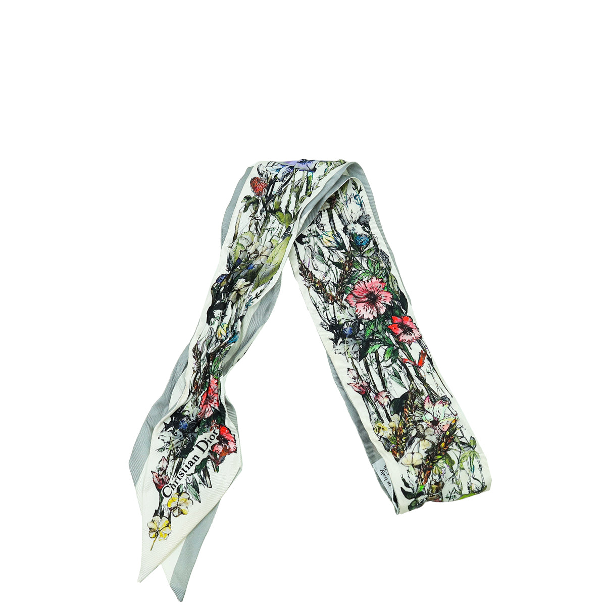 Christian Dior White Multicolor Mille Fleurs Mitzah Scarf-Christian Dior-THE CLOSET