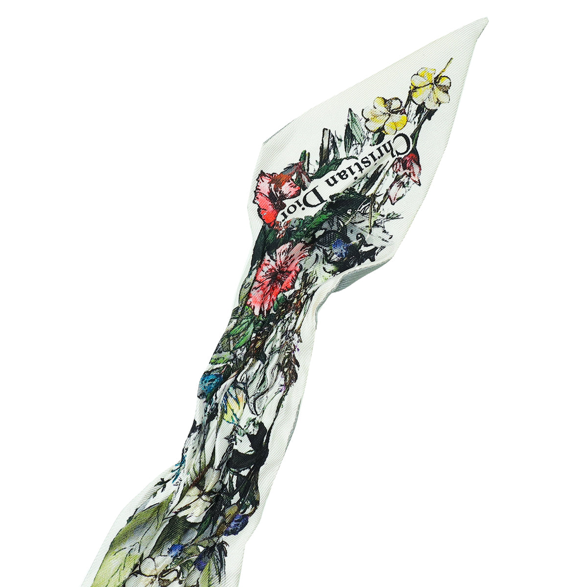 Christian Dior White Multicolor Mille Fleurs Mitzah Scarf-Christian Dior-THE CLOSET