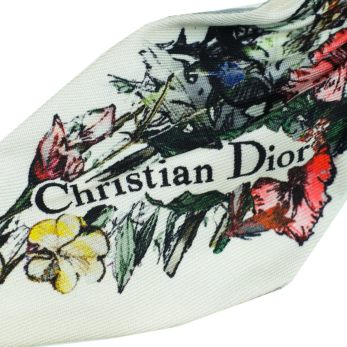 Christian Dior White Multicolor Mille Fleurs Mitzah Scarf