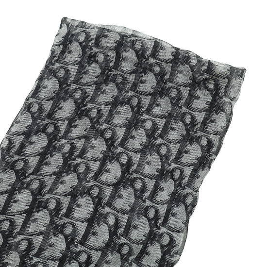 Christian Dior Black Oblique Print Silk Scarf