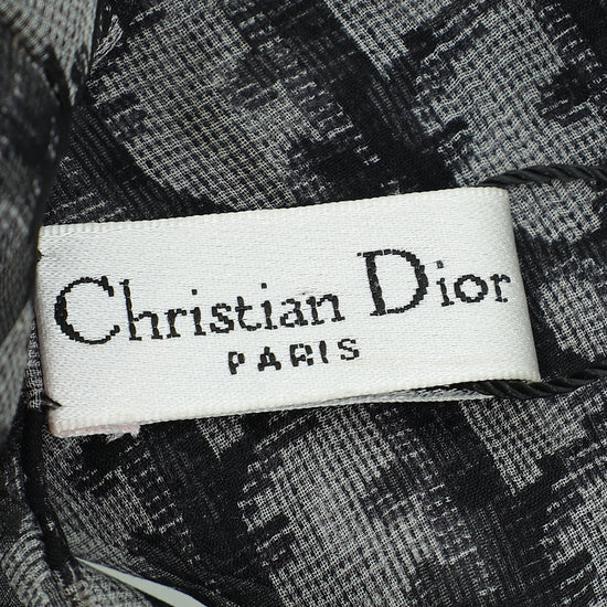 Christian Dior Black Oblique Print Silk Scarf