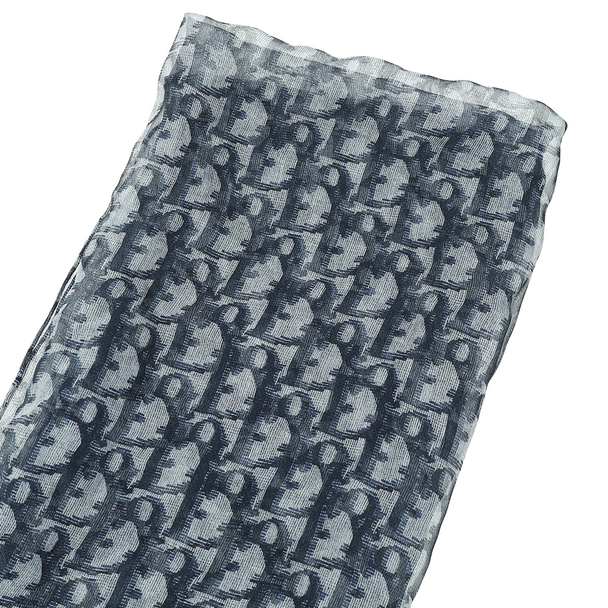 Christian Dior Navy Blue Oblique Print Silk Scarf-Christian Dior-THE CLOSET