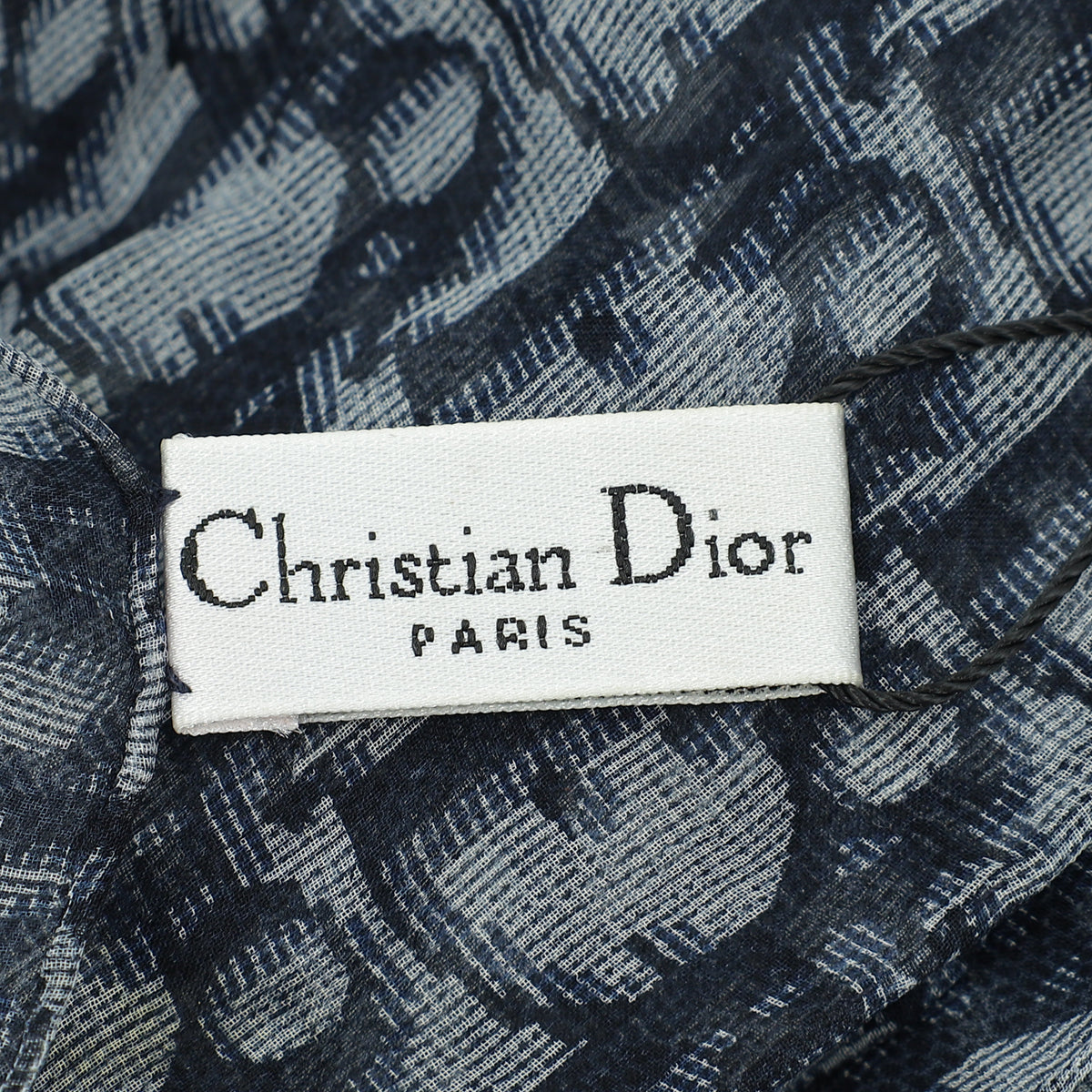 Christian Dior Navy Blue Oblique Print Silk Scarf