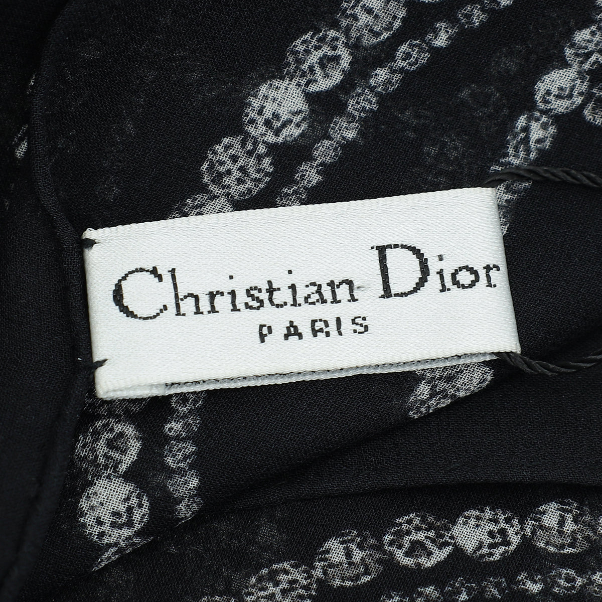 Christian Dior Black Logo Star Print Silk Scarf