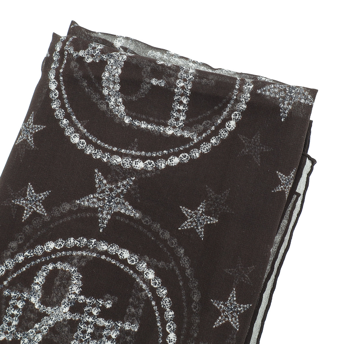 Christian Dior Chocolate Logo Star Print Silk Scarf