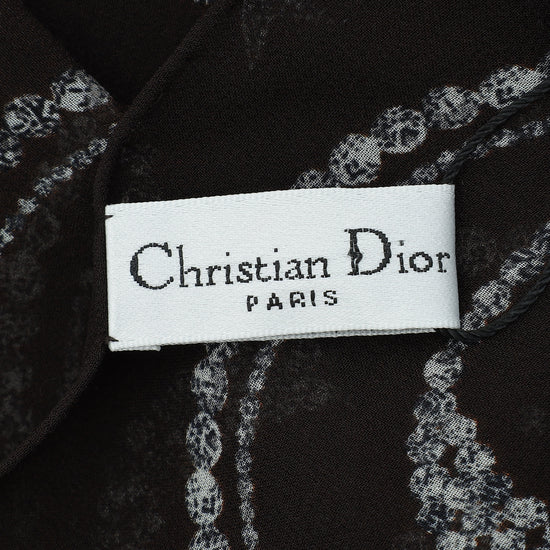 Christian Dior Chocolate Logo Star Print Silk Scarf