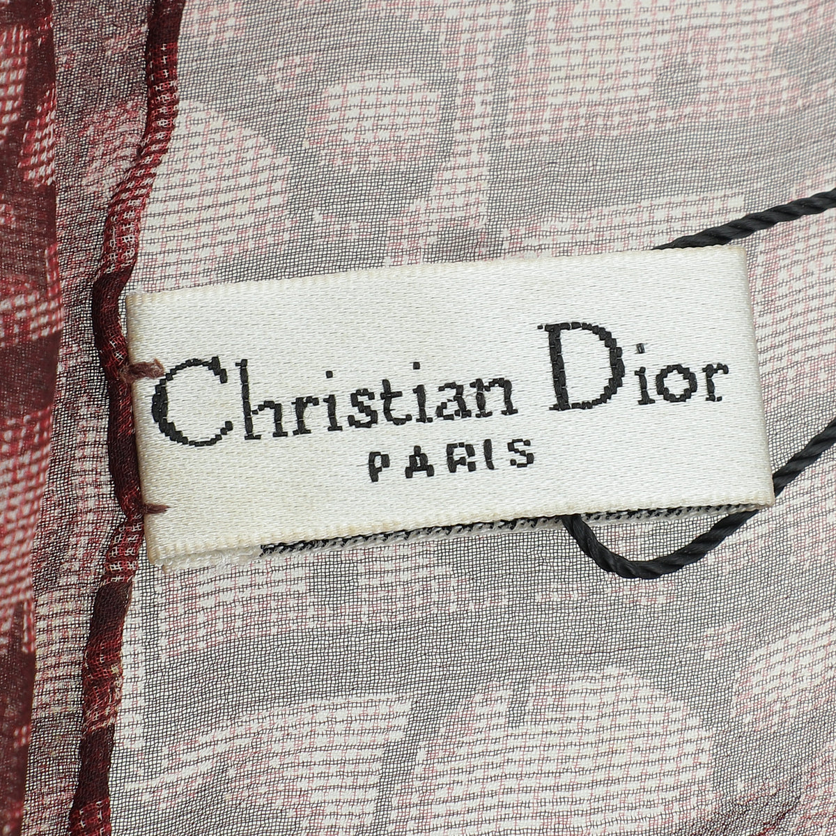 Christian Dior Burgundy Oblique Print Silk Scarf