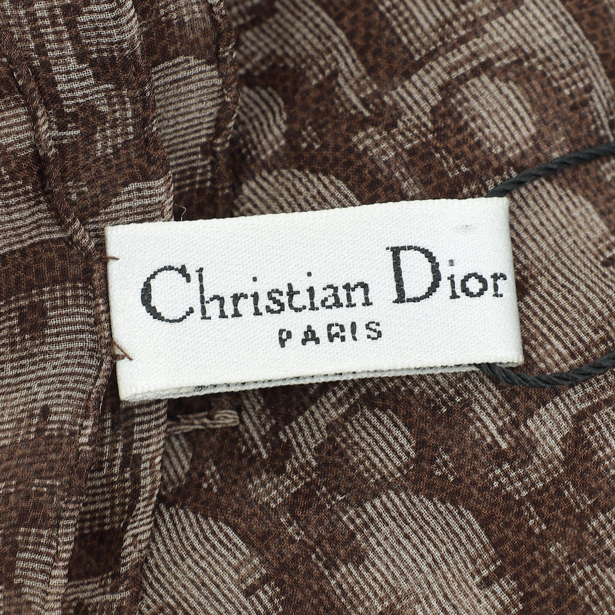 Christian Dior Brown Oblique Print Silk Scarf