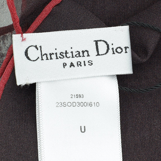 Christian Dior Brown Letter Print Silk Scarf