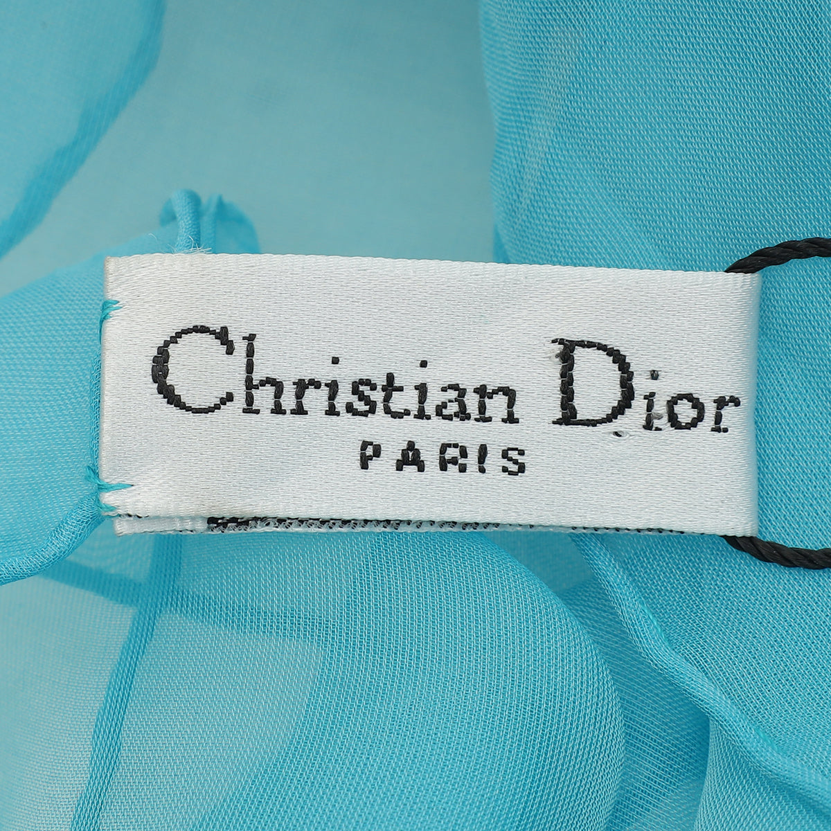 Christian Dior Turquoise Print Logo Silk Scarf