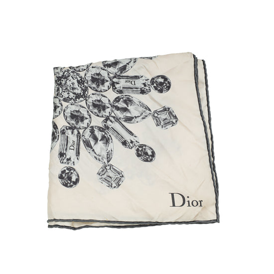 Christian Dior Bicolor Crystal Print Silk Square Scarf