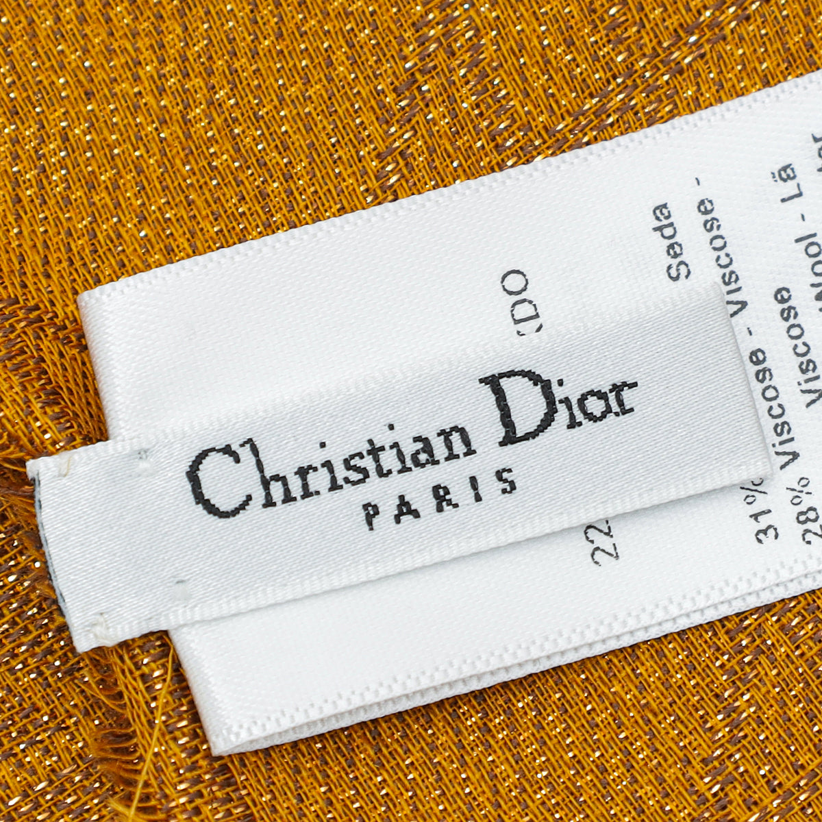 Christian Dior Metallic Brown D-Cannage Silk and Wool Stole