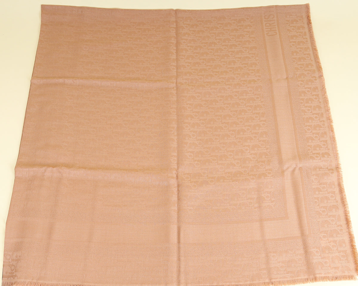 Christian Dior Rose De Vents Oblique Silk and Cashmere Shawl