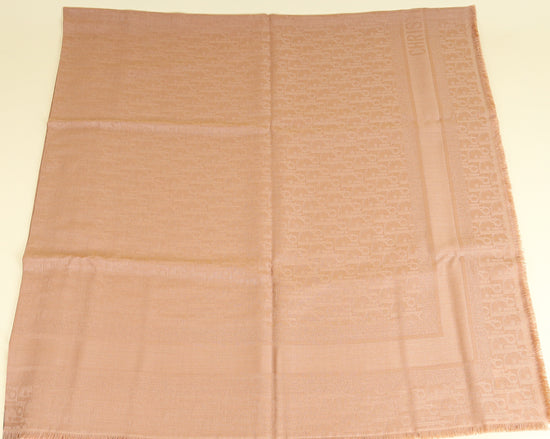 Christian Dior Rose De Vents Oblique Silk and Cashmere Shawl