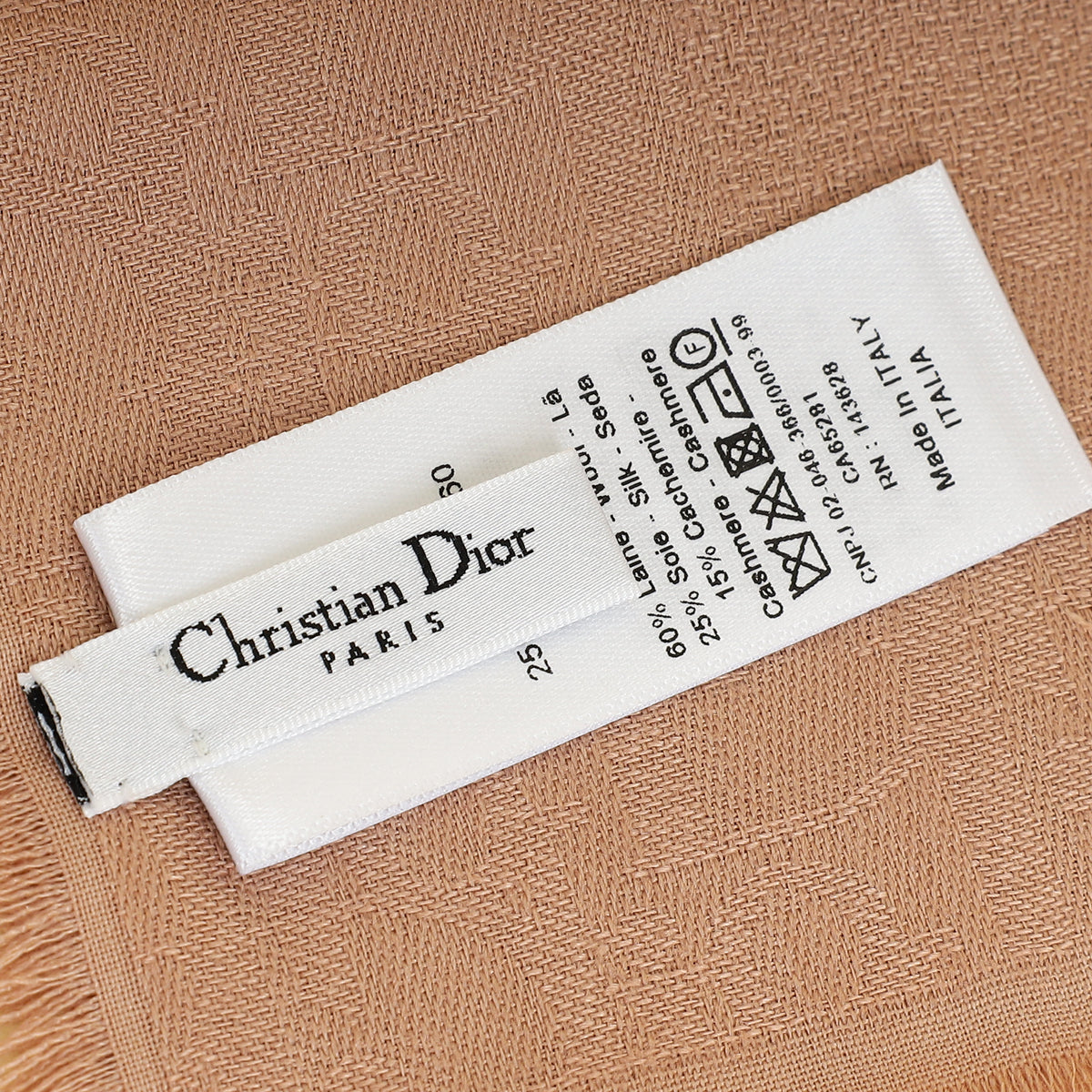 Christian Dior Rose De Vents Oblique Silk and Cashmere Shawl