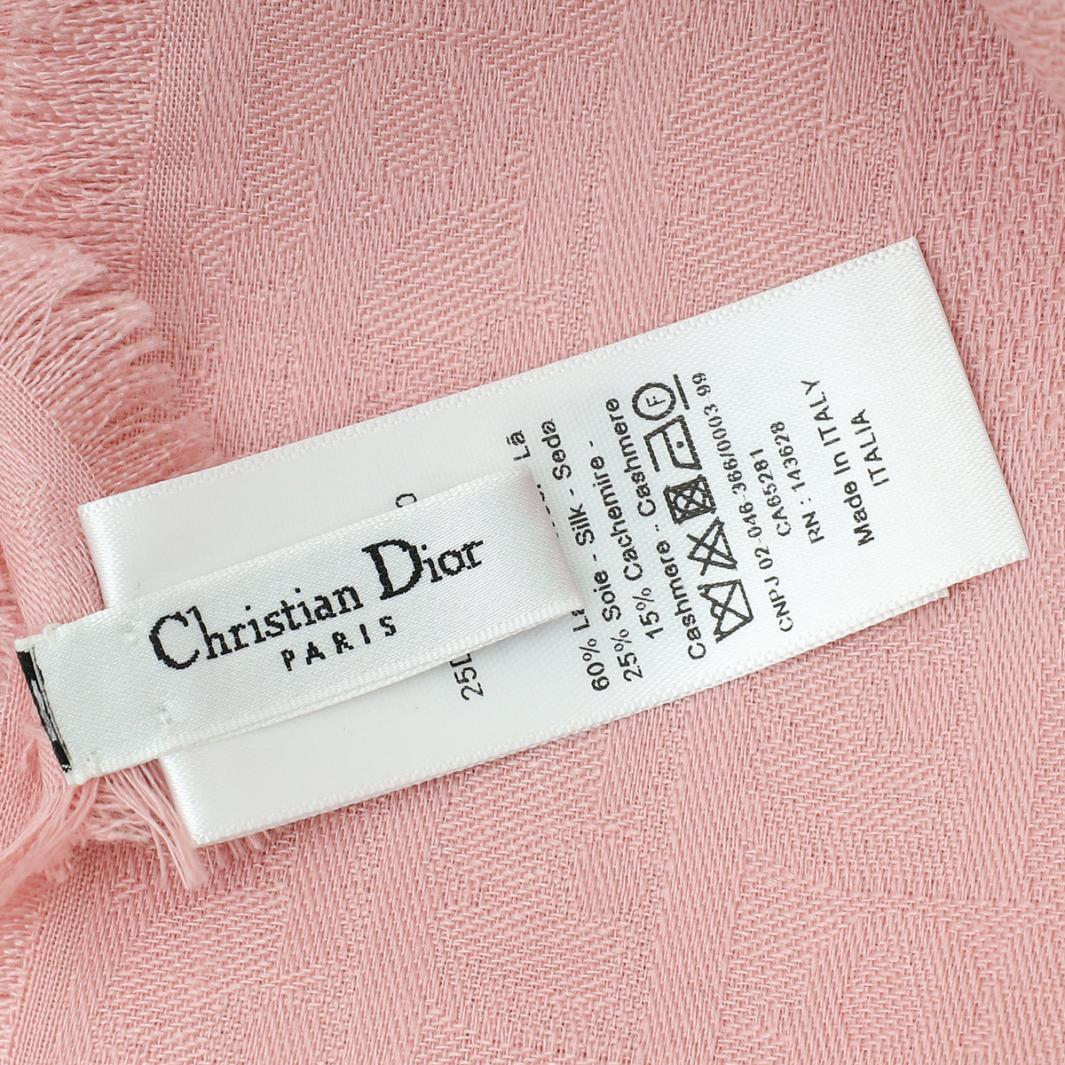 Christian Dior Pink D-Oblique Wool Silk Cashmere Shawl