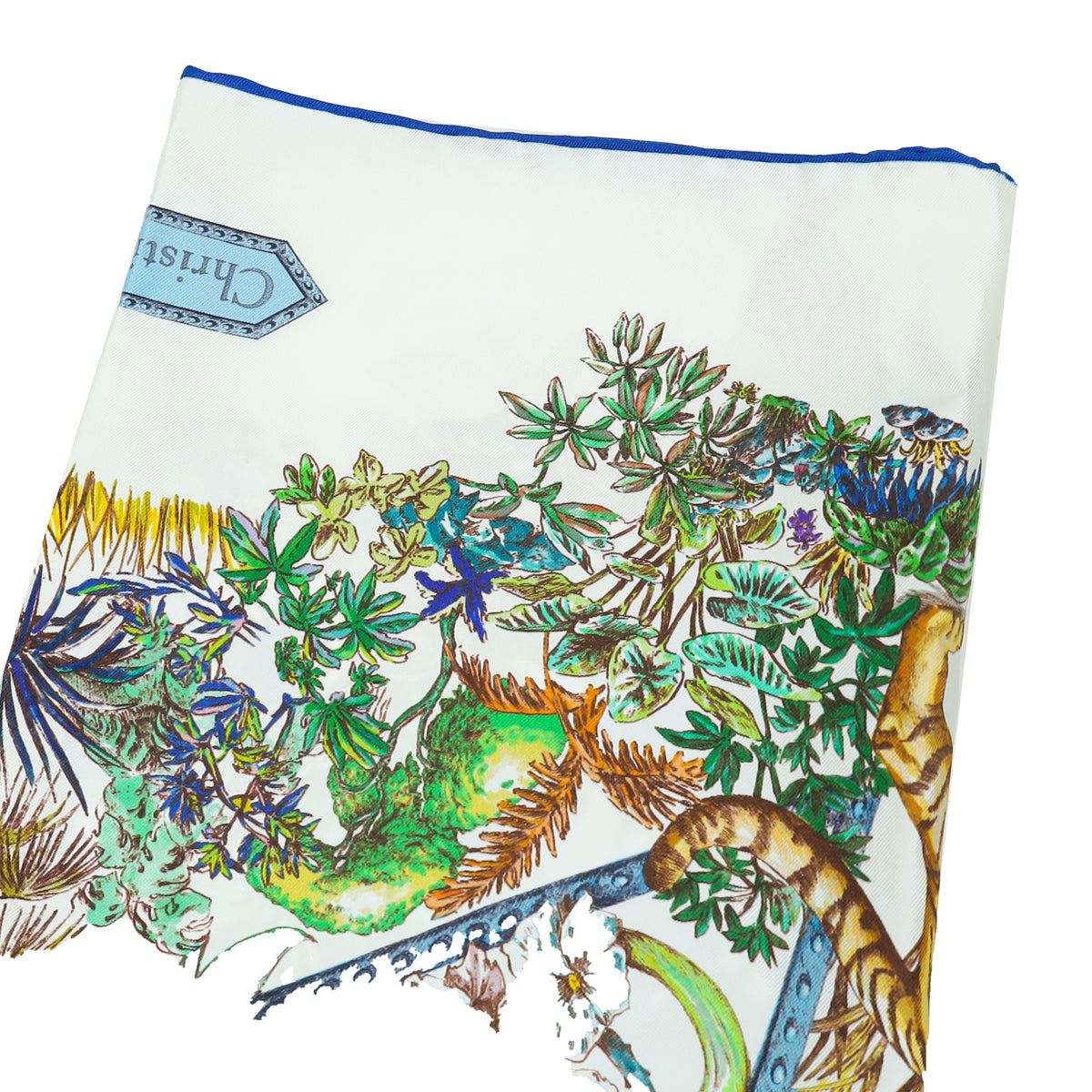 Christian Dior White Multicolor Etoile De Voyage Silk Scarf