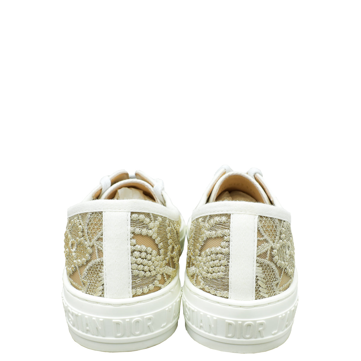 Christian Dior Gold Walk'n'Dior Lace Embroidery With Macramé Effect Sneaker 37.5