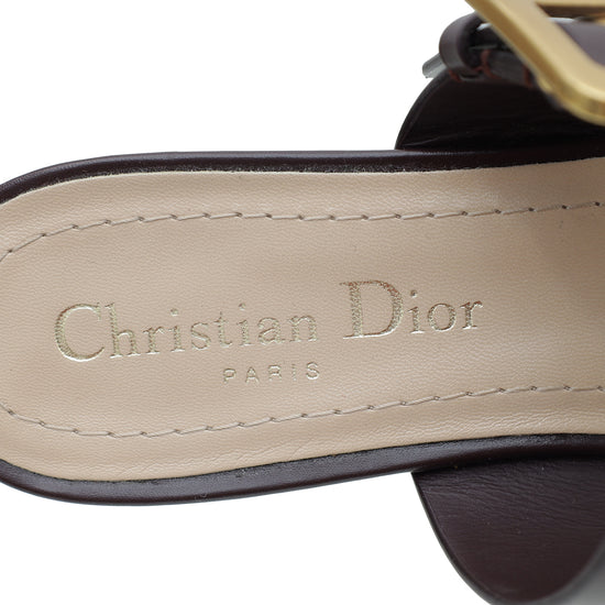 Christian Dior Burgundy D-Dior Flat Mule 37.5