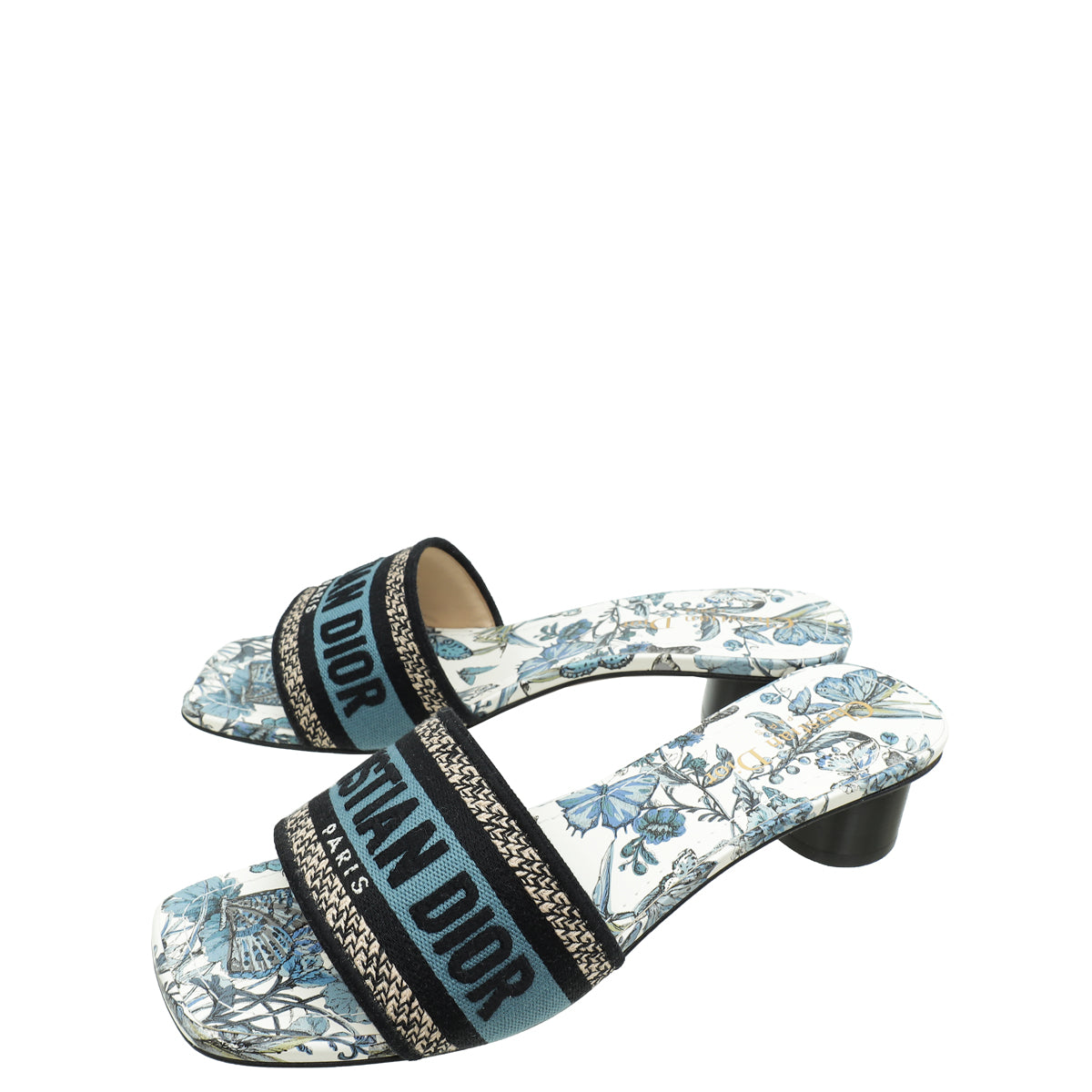 Christian Dior Multicolor Dway Butterfly Embroidered Heeled Slide Mules 38-Christian Dior-THE CLOSET