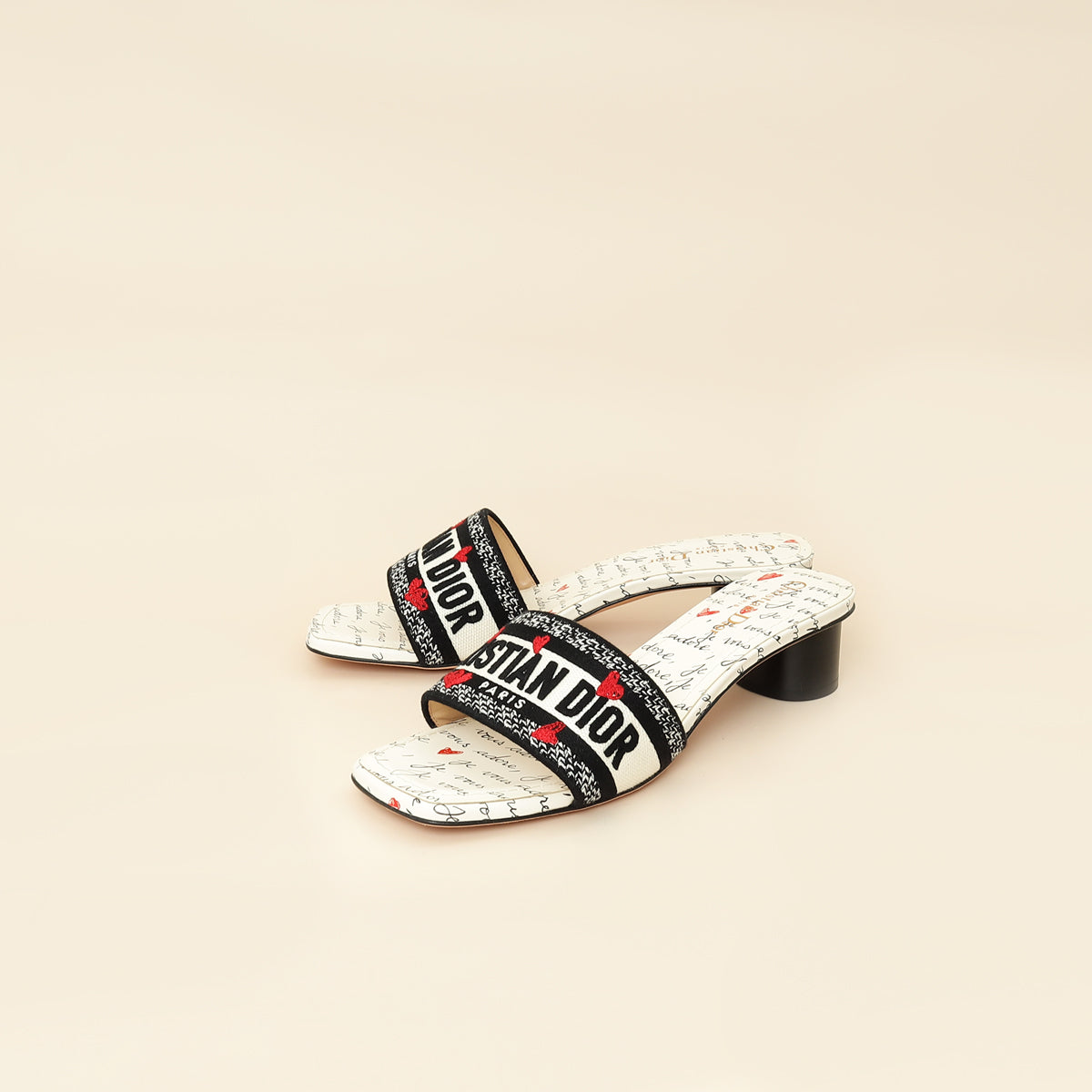 Christian Dior Bicolor Dway Dioramour Embroidered Slide Sandal 39-Christian Dior-THE CLOSET