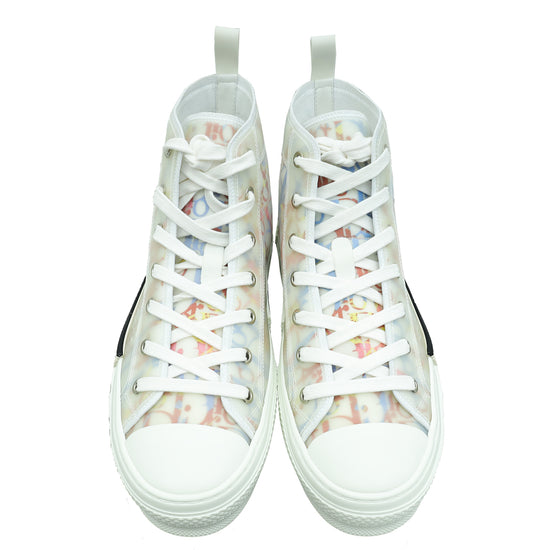 Christian Dior White Multicolor B23 High Top Sneaker 40