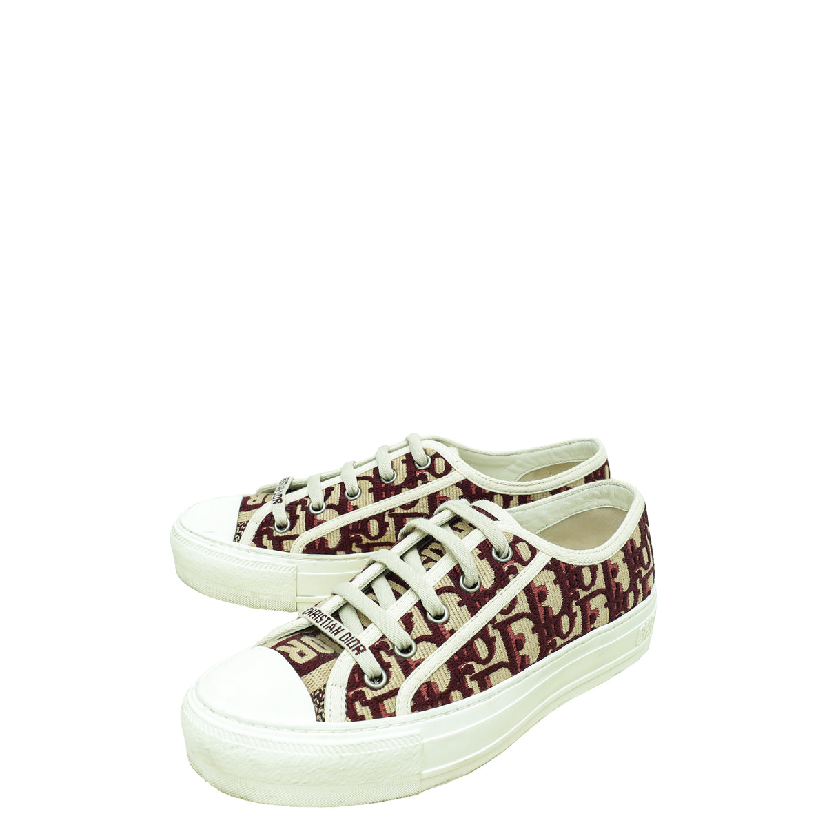 Christian Dior Burgundy Oblique Walk'N'Dior Low Top Sneakers 35.5-Christian Dior-THE CLOSET